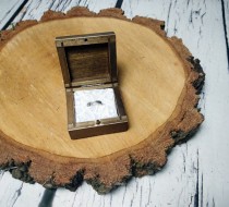 wedding photo -  Rustic engagement ring box, wedding pillow rustic looking old vintage rustic wedding cotton lace custom engraved wood burnt writing