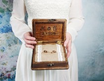 wedding photo -  Wedding rings box/engagement ring box book shaped, wedding pillow rustic looking old vintage jute burlap shabby chic
