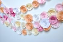 wedding photo - Wedding Garland Paper Flowers peach, Ivory, white pink 12 feet