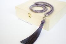 wedding photo - Long tassel necklace Tassel necklace Beaded necklace Long beaded necklace Idea for her Women day Boho necklace Lilac Gray Women gift Unique