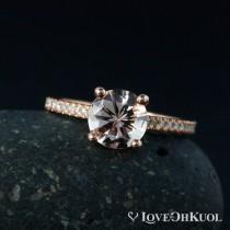 wedding photo - Pink Morganite Solitaire Engagement Ring – Round Brilliant Cut