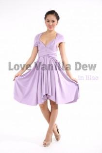 wedding photo - Bridesmaid Dress Infinity Dress Lilac Straight Hem Knee Length Wrap Convertible Dress Wedding Dress