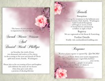 wedding photo -  DIY Wedding Invitation Template Editable Text Word File Download Printable Coral Invitation Floral Rose Wedding Invitation Purple Invitation
