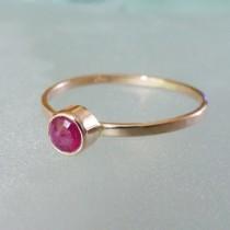 wedding photo - Deep red Ruby 14K rose Gold Ring - Engagement ring - stackable ring, stackable ring