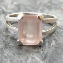 wedding photo - Rose Quartz Engagement Ring, Love Gemstone Ring, Rose Quartz Ring, Sterling Silver Ring, Rose Quartz Jewelry Pink Quartz Ring For Girlfriend