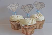 wedding photo - Diamond Engagement wedding engagement cupcake toppers