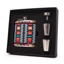 wedding photo - Personalized flask gift set // Aztec design