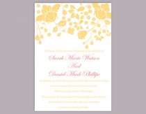 wedding photo -  DIY Wedding Invitation Template Editable Word File Instant Download Printable Invitation Floral Wedding Invitation Elegant Yellow Invitation