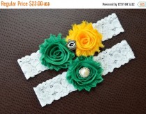wedding photo - ON SALE Green Bay Packers Wedding Garter, Packers Garter, Football Garter, Green Bay Packers Bridal Garter, White Lace Wedding Garter