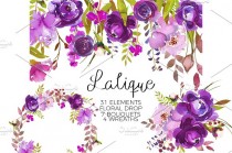 wedding photo - Lalique- Purple Watercolor Florals
