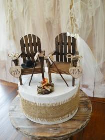 wedding photo - camping wedding cake topper country rustic weddings wood chairs S'mores campfire anniversary Mr &Mrs wood sign hunting fishing groom fall