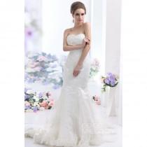 wedding photo - Perfect Trumpet-Mermaid Sweetheart Chapel Train Tulle Wedding Dress CWLT130EB - Top Designer Wedding Online-Shop