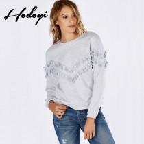 wedding photo - Fall 2017 new women's fashion fringe stitching skinny Turtleneck Sweater - Bonny YZOZO Boutique Store