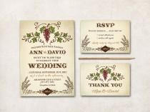 wedding photo - Country Wedding Invitation Printable, Fall Wedding Invitation, Vineyard Wedding Invitation Set, Rustic Wedding Invitation Suite