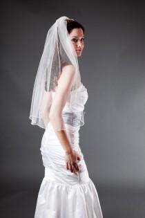 wedding photo - Wedding Veil - Handmade, Elbow Length with Swarowski Crystals Rbbon - White, Diamond White, Ivory, Champagne, Blush