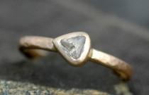 wedding photo - Transparent Rough Diamond in 14k or 18k  Recycled Gold Ring- Custom Engagement Ring Rough Uncut Stone