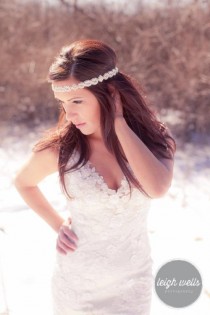 wedding photo - Bridal rhinestone headband with stretch elastic back