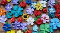 wedding photo - SALE! Mixed sizes flower assortment -- Ready to ship --  Cake decorations cupcake toppers (24 pieces)