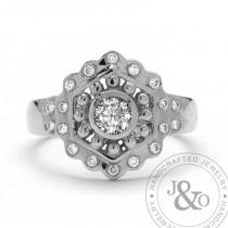 wedding photo - Vintage Diamond Engagement Ring Artisan Halo 1950s Engagement ring