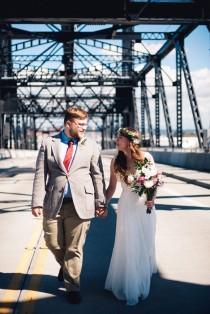 wedding photo - A ceremony right where they got engaged: on the Murray Morgan Bridge!