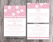 wedding photo -  DIY Wedding Invitation Template Set Editable Word File Instant Download Printable Pink Wedding Invitation Floral Rose Wedding Invitation