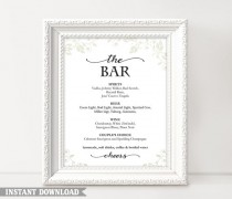 wedding photo -  Bar sign, Bar Menu Sign, Printable bar sign, Wedding Bar Sign, Custom signs, Drinks sign, wedding templates, Instant Download, Script Sign