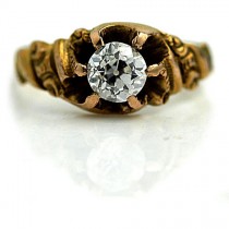 wedding photo - Antique Victorian Rose Gold Engagement Ring Promise Ring GIA .49ctw Carat Old European Cut Diamond 18 Kt Rose Gold Ring Size 3!