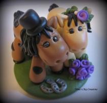 wedding photo - Wedding Cake Topper, Horse, Animal, Pony - Custom Polymer Clay Personalized Wedding/Anniversary Keepsake