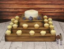 wedding photo - Wedding Wooden Cake and Cupcake Stand Square Riser Bases woodland Barn Wood Country Rustic display Cake stand for cake or cupcake