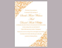 wedding photo -  DIY Wedding Invitation Template Editable Word File Instant Download Elegant Printable Invitation Orange Wedding Invitation Floral Invitation