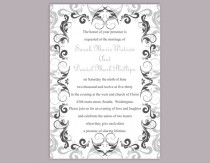wedding photo -  DIY Wedding Invitation Template Editable Word File Instant Download Printable Silver Invitation Gray Wedding Invitation Black Invitations