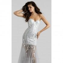 wedding photo - Powder Silver Strapless Embellished Gown by Clarisse - Color Your Classy Wardrobe