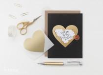 wedding photo - 6 Scratch-off "Will You Be My Bridesmaid / Maid of Honor" Cards // Black and Gold Heart