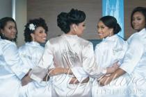 wedding photo - Set of 5 SATIN Bridesmaid Robes Silk Bridal Party Robe Gift Shower ~ Monogrammed Personalized~ White ~ Pink ~ Black ~ Hot Pink ~ Lavender