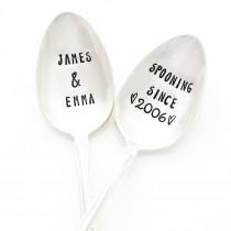 wedding photo - Personalized Spooning Since Spoons with Your Names and Anniversary Year. Stamped Silverware, Couples Gift Idea by Milk & Honey.