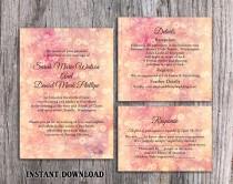wedding photo -  DIY Rustic Wedding Invitation Template Set Editable Word File Download Printable Peach Invitation Pink Invitation Vintage Floral Invitation