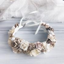 wedding photo - Bridal flower crown, Bridal Floral crown, wedding flower crown, flower crown, wedding crown, floral head piece, boho bride