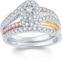 wedding photo - MODERN BRIDE 1 CT. T.W. Diamond 14K Tri-Color Gold Engagement Ring