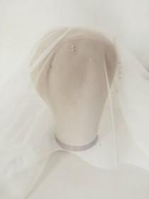 wedding photo - Ara Constellation Silver Beaded Fingertip Circle Drop English Net (Off White) Bridal Veil (romantic, space, celestial, magical, wedding)