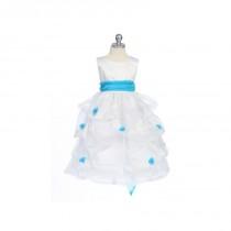 wedding photo - Turquoise Flower Girl Dress - Matte Satin Bodice Gathered Organza Style: D2130 - Charming Wedding Party Dresses