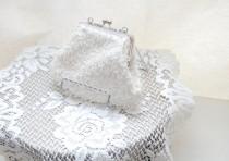 wedding photo - Vintage 80s Evening Bag - LA REGALE - White Satin Beaded Purse - Bridal Purse - Wedding Handbag - Made in China