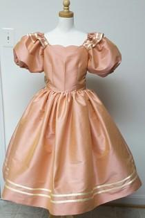 wedding photo - Princess Flower Girl Dress. Puffy Sleeves, Girls Victorian Style Dress. Weddings, Birthday. Party. Ballet.