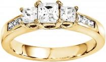 wedding photo - MODERN BRIDE 5/8 CT. T.W. Diamond 14K Yellow Gold 3-Stone Engagement Ring