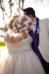 wedding photo - Large pink purple pale lavender cream brown rustic wedding BOUQUET Ivory Flowers, sola roses, Burlap Handle, sorghum, custom