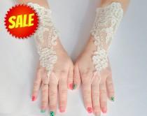wedding photo - Wedding gloves, ivory wedding gloves, bridal gloves, evening gloves, prom gloves 21cm