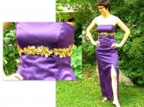 wedding photo - Purple Prom Party Dress, Strapless Formal Dress, Modern Size 6 Small