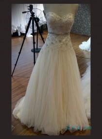 wedding photo -  Beaded lace tulle flowy wedding dress with bling