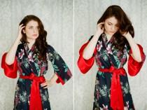wedding photo - One lined custom Angel Sleeve robe or dressing gown with pockets. Kimono robe Art Deco robe Bohemian robe Cotton kimono robe Womens robe