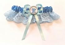 wedding photo - Disney Stitch Satin/Satin and Lace Garter/Garter set- Your choice of embellishment.