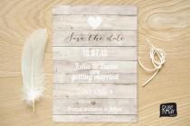 wedding photo - Nautical Save the Date, Beach Wedding, Rustic Save the Date - digital or printed invite, wooden save the date, typography, white calligraphy